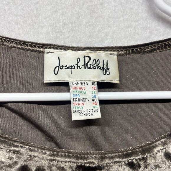 Vintage Joseph Ribkoff Boat Neck Faux Wrap Velvet Evening Tunic Top Size US 10 - Picture 2 of 4